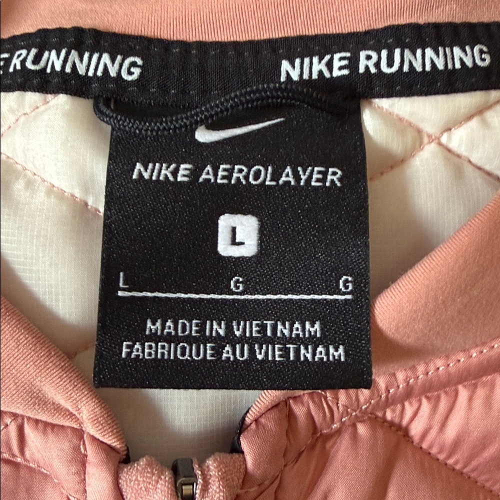 NIKE AEROLAYER GILLET RUNNING VEST JACKET PINK PUFFER PACKABLE SZ LARGE - Picture 8 of 9